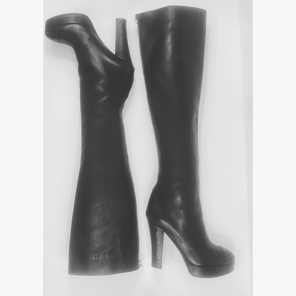 Chanel Cap Toe Over the Knee Platform Boots